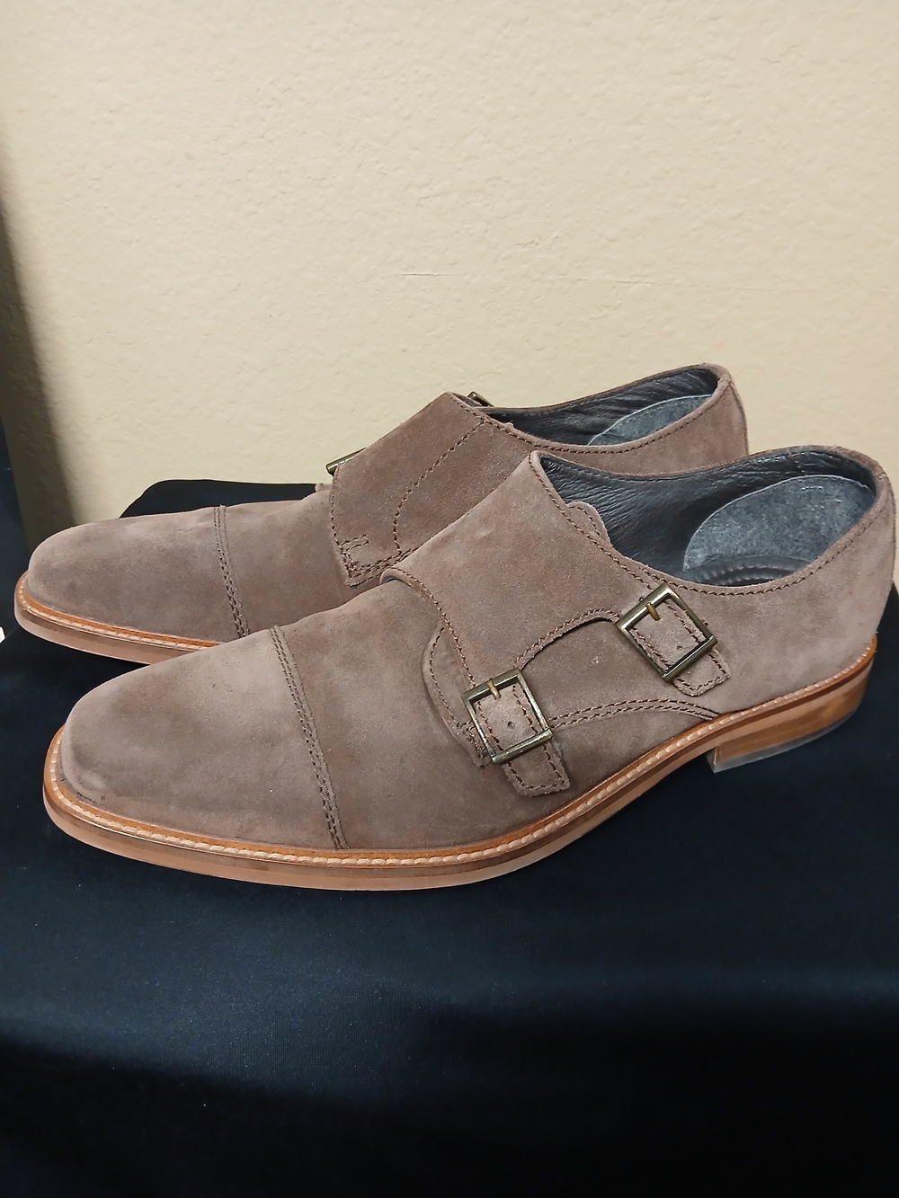 Alfani Men's Double Monk Strap Suede Shoes - Taupe Brown